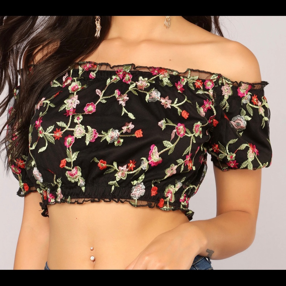 Black Flower Top